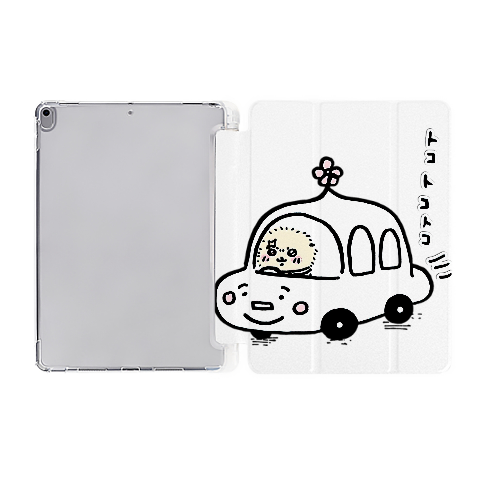 （画像用） ちいかわ ラッコ Chii-kawa Sea otter IPad ケース ペン収納付き 三つ折りスタンド PUレザー×シリコン 対応機種9.5/10.5/10.9インチ
